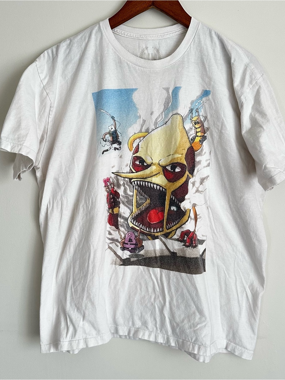 Adventure Time Lemongrab Graphic T-Shirt XL White Cartoon Network Republic VTG